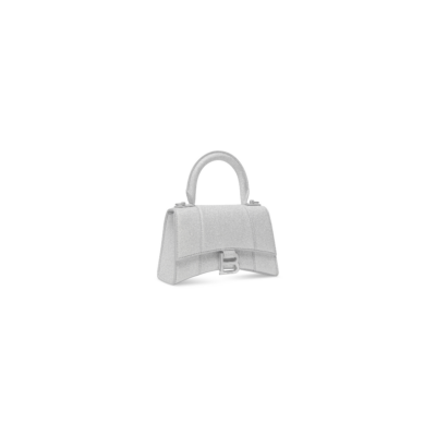 WOMEN'S HOURGLASS XS HANDBAG IN SPARKLING FABRIC IN SILVER