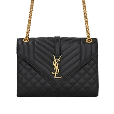 YSL Envelope Medium Chain Bag in Supple Matelasse Leather