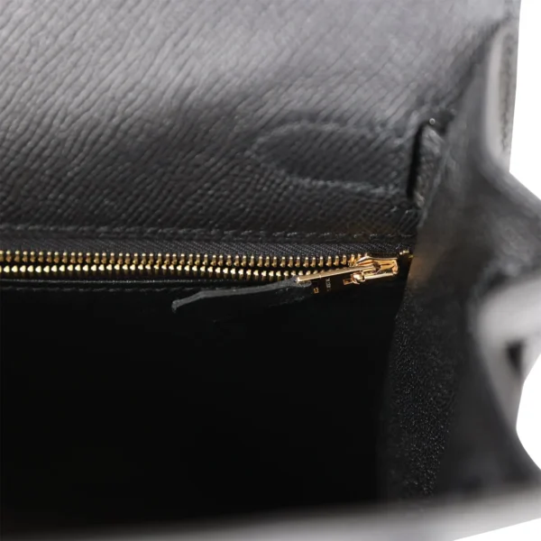 Hermès Kelly Sellier 28 Black Epsom Gold Hardware