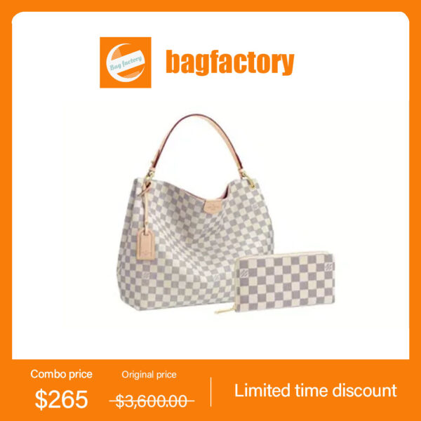 LOUIS VUITTON Louis Vuitton Graceful MM long wallet 2-piece set deals Ref: N42233 + N41660