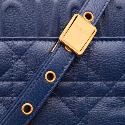 MEDIUM DIOR CARO BAG Royal Blue Supple Cannage Calfskin