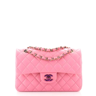 Chanel Classic Double Flap Bag Quilted Lambskin with Rainbow Hardware Small