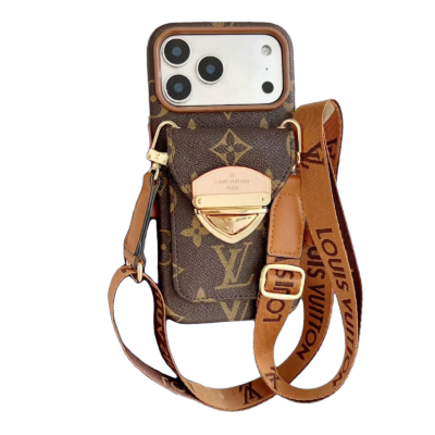 case_only_white LV Luxury Phone Case with Strap For iPhone 13-18 Pro & Pro Max