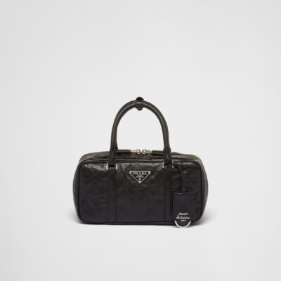 Prada Small antique nappa leather top handle bag - Black
