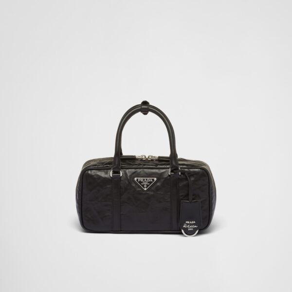 Prada Small antique nappa leather top handle bag - Black
