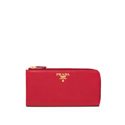 Prada Large Saffiano Leather Wallet in Red