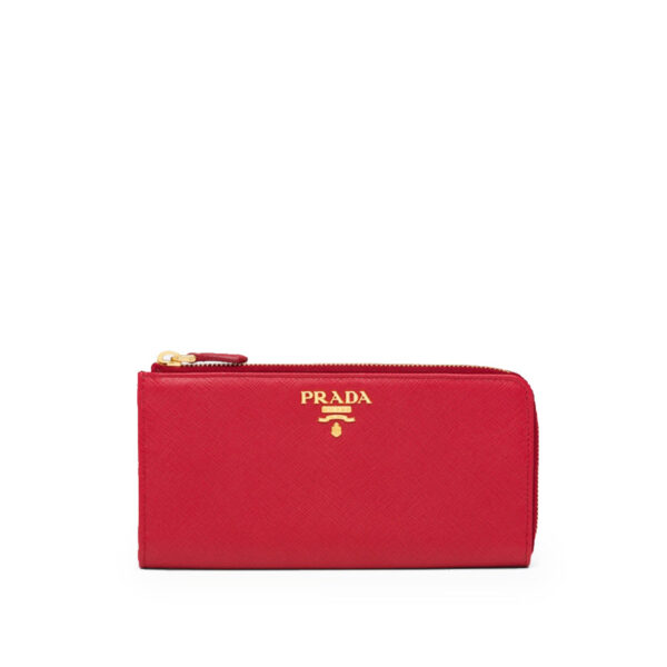 Prada Large Saffiano Leather Wallet in Red