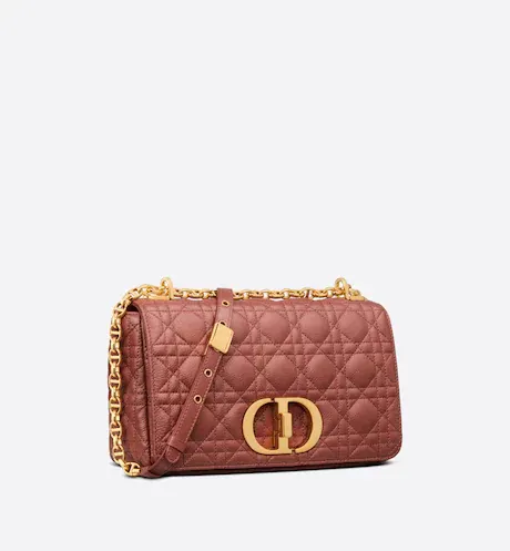 MEDIUM DIOR CARO BAG Rust-Colored Supple Cannage Calfskin