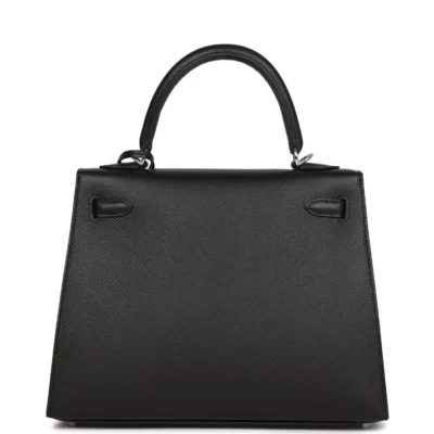 Hermès Kelly Sellier 25 Black Epsom Palladium Hardware