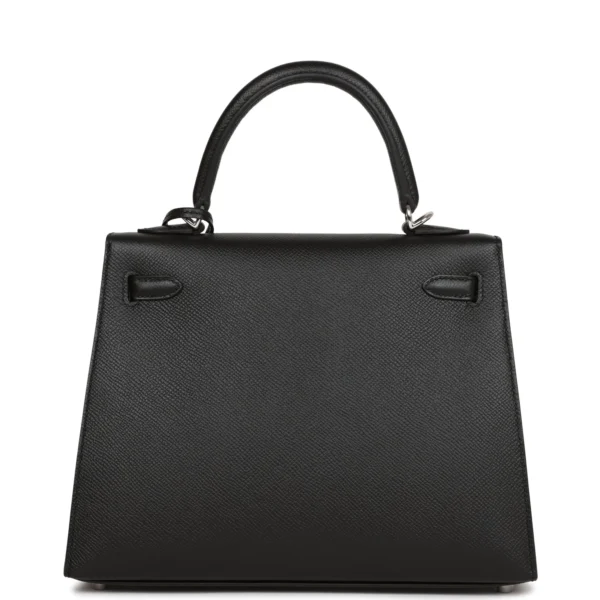 Hermès Kelly Sellier 25 Black Epsom Palladium Hardware