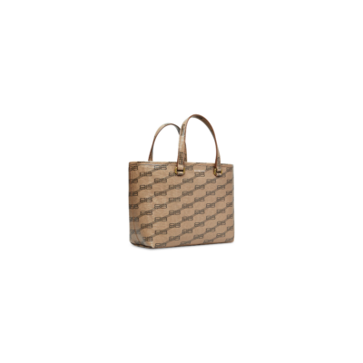 WOMEN'S SIGNATURE SMALL EAST-WEST SHOPPER BAG BB MONOGRAM COATED CANVAS IN BEIGE
