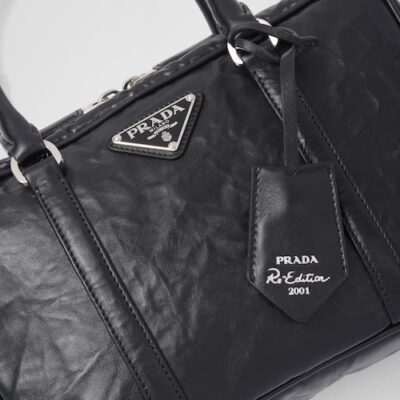 Prada Medium antique nappa leather top handle bag - Black