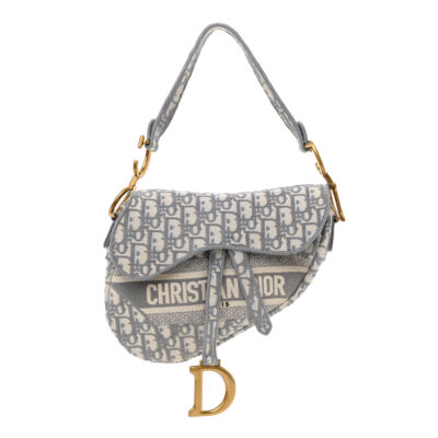 cd4be7e612c780472c2203573c06c3da CHRISTIAN DIOR Oblique Embroidered Saddle Bag Gray