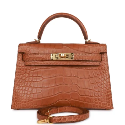 Hermès Kelly Sellier 20cm Gold Matte Alligator Gold Hardware
