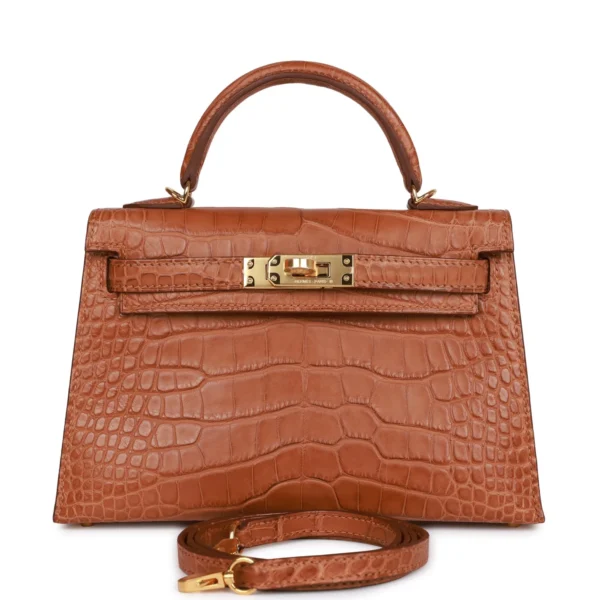 Hermès Kelly Sellier 20cm Gold Matte Alligator Gold Hardware