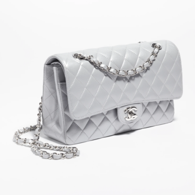 CLASSIC HANDBAG Pearly Lambskin & Silver-Tone Metal