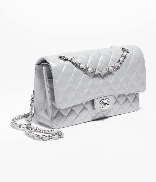 CLASSIC HANDBAG Pearly Lambskin & Silver-Tone Metal