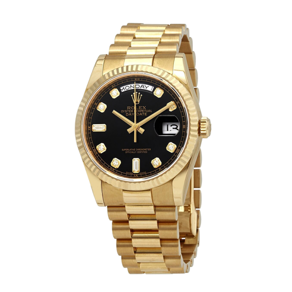 Rolex Day-Date 118238BKDP 36MM Black Dial Yellow Gold-tone Case