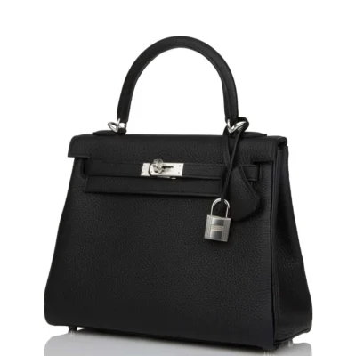 ce3fd7b959e6d0d6589f1d96801833fc Hermès Kelly Retourne 25 Black Togo Palladium Hardware