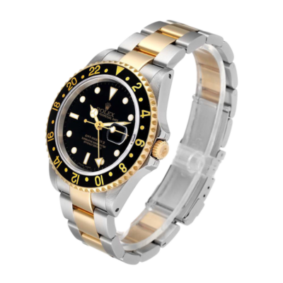 cf244b3e8ae04fc098cc99e70b3d7771 ساعة Rolex Gmt Master 16713BKSO 40MM أسود مينا ذهبي اللون علبة