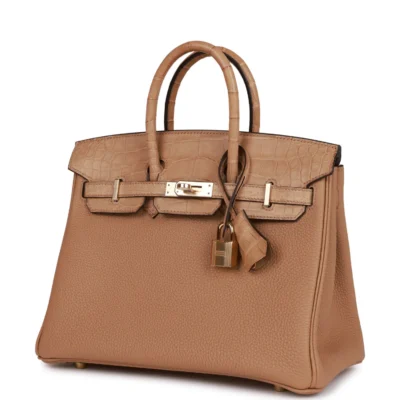 Hermès Birkin 25 Chai Matte Alligator and Togo Touch Permabrass Hardware