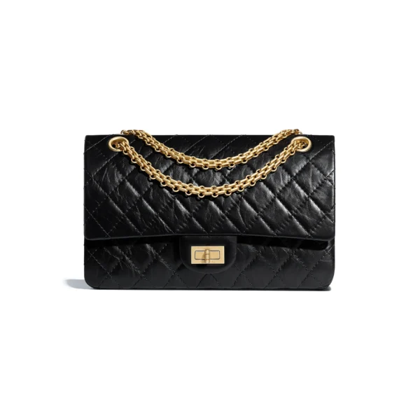 2.55 HANDBAG Aged Calfskin & Gold-Tone Metal Black
