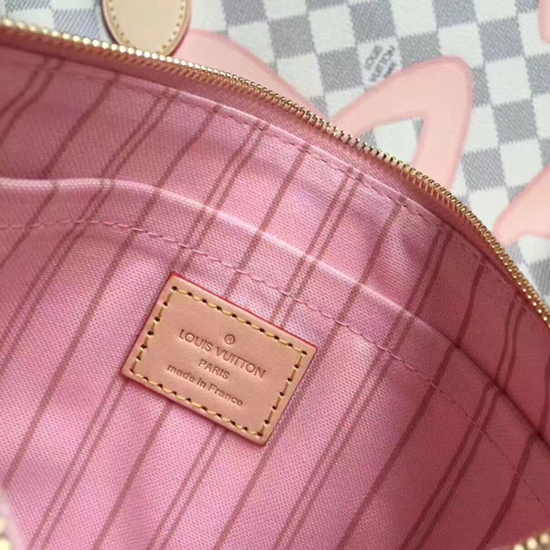 Louis Vuitton N41050 Neverfull MM Shoulder Bag Damier Azur Canvas
