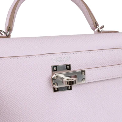 Hermès Kelly Sellier 20 Mauve Pale Epsom Palladium Hardware