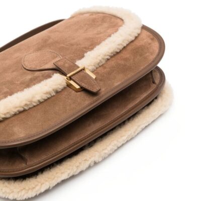 YSL Medium Francoise Satchel in Suede and Shearling