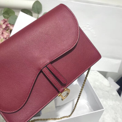 حقيبة كلاتش ديور Bordeaux Calskin Saddle بسلسلة