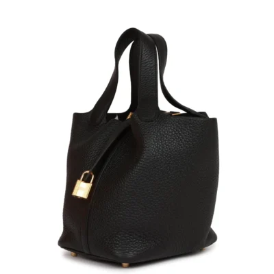 Hermès Picotin Lock 18 Black Clemence Gold Hardware
