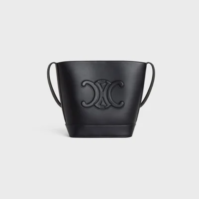SMALL BUCKET CUIR TRIOMPHE IN SMOOTH CALFSKIN BLACK