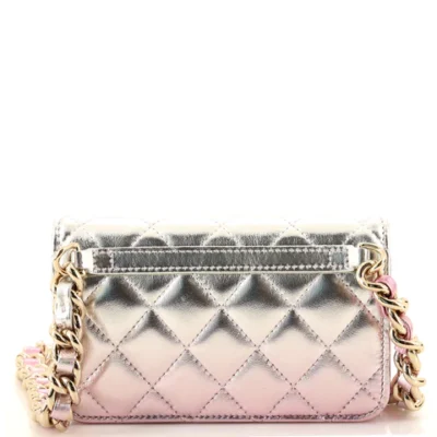 Chanel Coco Punk Chain Clutch Quilted Gradient Metallic Lambskin