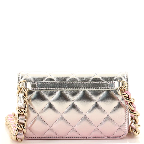 Chanel Coco Punk Chain Clutch Quilted Gradient Metallic Lambskin