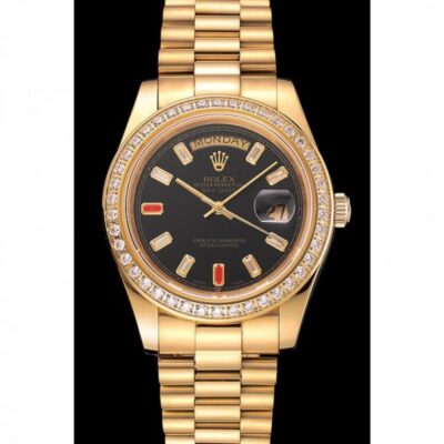 ساعة رجالية رولكس Daydate 1454101 مينا 36 MM باللون الأسود