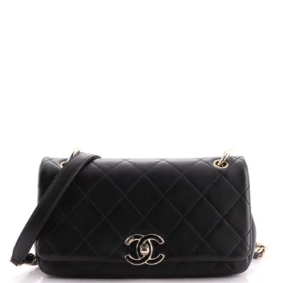 Chanel Twist Chain Enamel CC Flap Bag Quilted Lambskin Medium