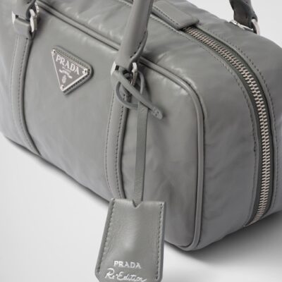 Prada Small antique nappa leather top handle bag - Slate Gray