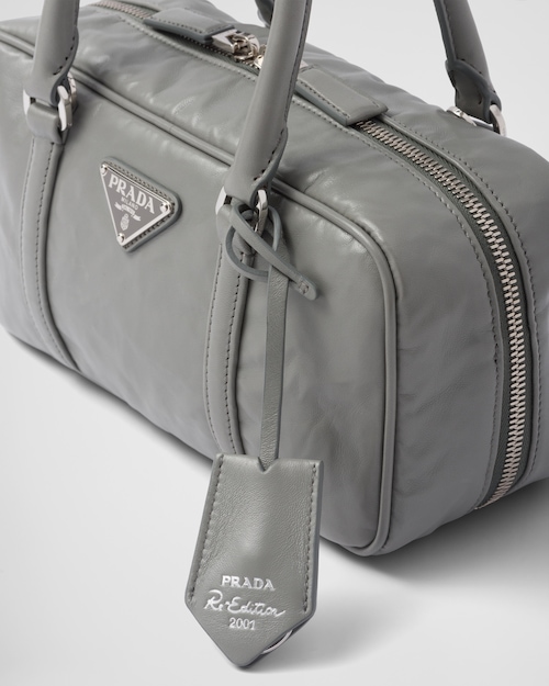 Prada Small antique nappa leather top handle bag - Slate Gray
