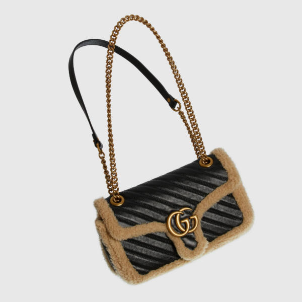 GG Marmont small shoulder bag with wool trim