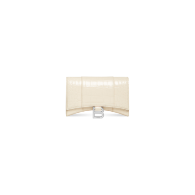 WOMEN'S HOURGLASS WALLET ON CHAIN CROCODILE EMBOSSED IN BEIGE