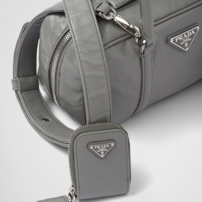 Prada Small antique nappa leather top handle bag - Slate Gray