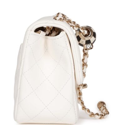 d555f5e0e2a312e3f549d9d4bbf000c6 Chanel Pearl Crush Mini Square Flap Bag White Lambskin Light Gold Hardware