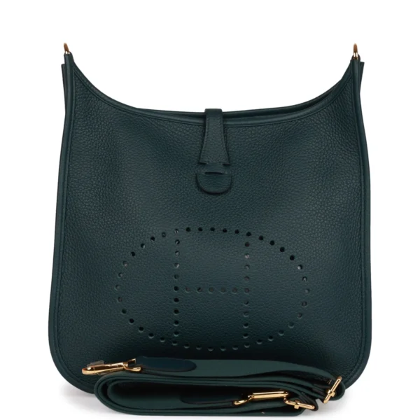 Hermès Evelyne PM Vert Cypress Clemence Gold Hardware