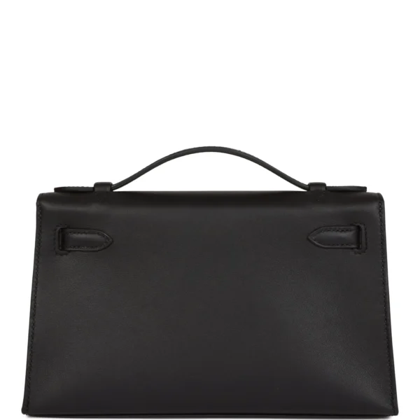 Hermès Kelly Pochette Black Swift Palladium Hardware