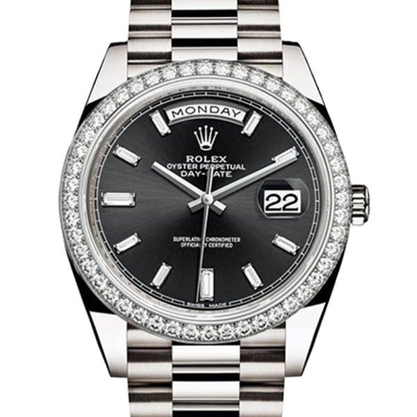 Rolex Day-Date 228349BKDP 40MM Black Dial Silver-tone Case