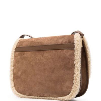 YSL Medium Francoise Satchel in Suede and Shearling