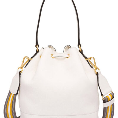 Prada Leather Bucket Bag in White