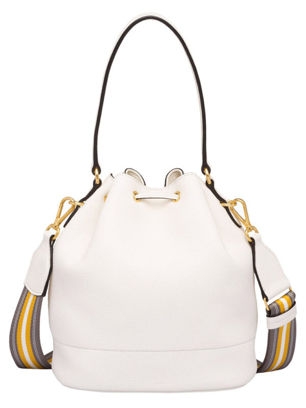 Prada Leather Bucket Bag in White