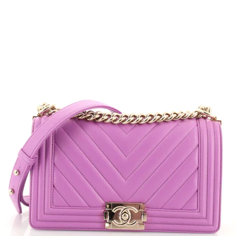 Chanel Boy Flap Bag Chevron Calfskin Old Medium