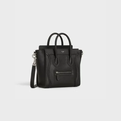 NANO LUGGAGE BAG IN DRUMMED CALFSKIN BLACK